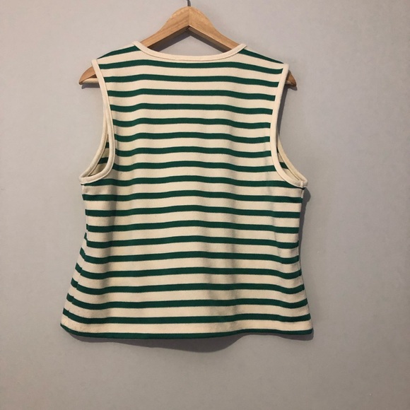Bailey 44 Green And Cream Striped Pearl Accent Button Down Vest Women’s XL - Picture 3 of 8
